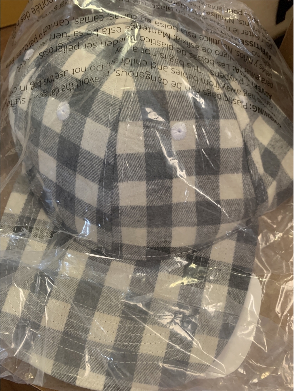 Cocus Pocus Buffalo Check Baseball Cap Hat in Gray Plaid